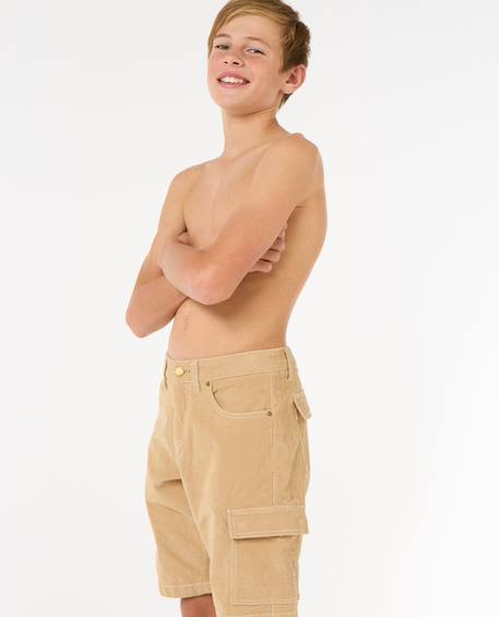Short classic surf cord cargo garçon Khaki 6 - vertbaudet enfant 