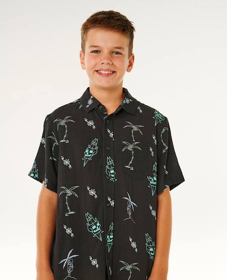 Chemise eternal shred manches courtes garçon Denim délavé+Noir délavé 12 - vertbaudet enfant 