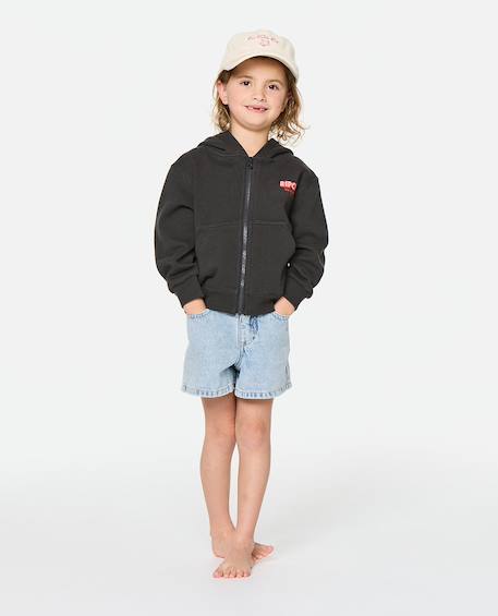 Sweat zippé à capuche fille road trip Washed black 3 - vertbaudet enfant 
