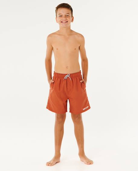 Short de bain boardshort volley enfant streamline offset Argile cuite+Mousse 4 - vertbaudet enfant 
