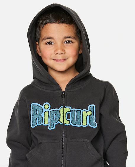 Sweat à capuche zippé garçon paddle out Washed black 4 - vertbaudet enfant 