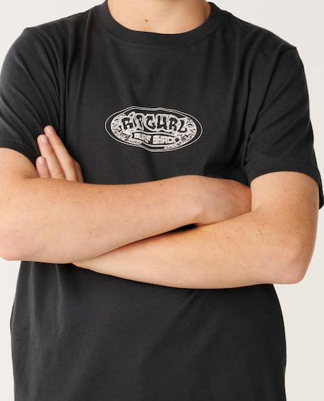 T-shirt garçon surf shack art Bone+Washed black+Wave pool 11 - vertbaudet enfant 
