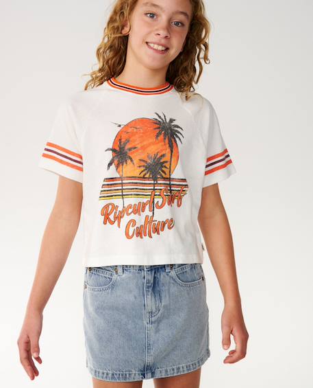T-shirt fille surf culture crop Bone 5 - vertbaudet enfant 