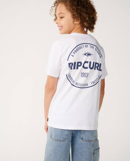 T-shirt garçon staple Blanc+Light navy+Wave pool 6 - vertbaudet enfant 