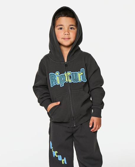 Sweat à capuche zippé garçon paddle out Washed black 1 - vertbaudet enfant 