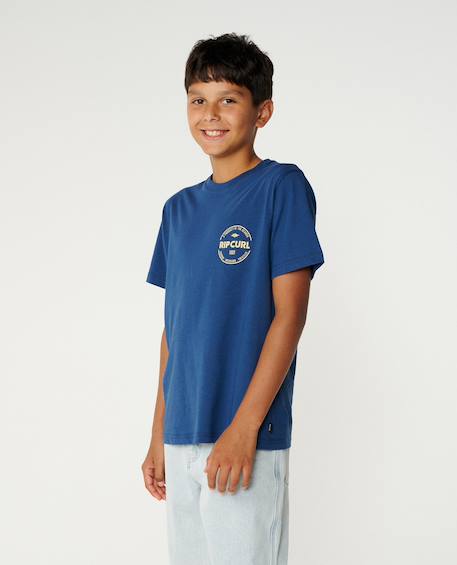 T-shirt garçon staple Blanc+Light navy+Wave pool 8 - vertbaudet enfant 