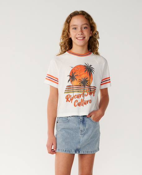 Fille-T-shirt, sous-pull-T-shirt fille surf culture crop