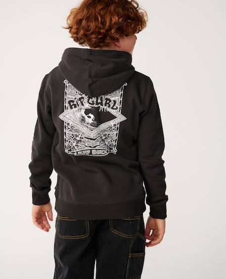 Sweat à capuche garçon surf shack art Washed black+Wave pool 6 - vertbaudet enfant 