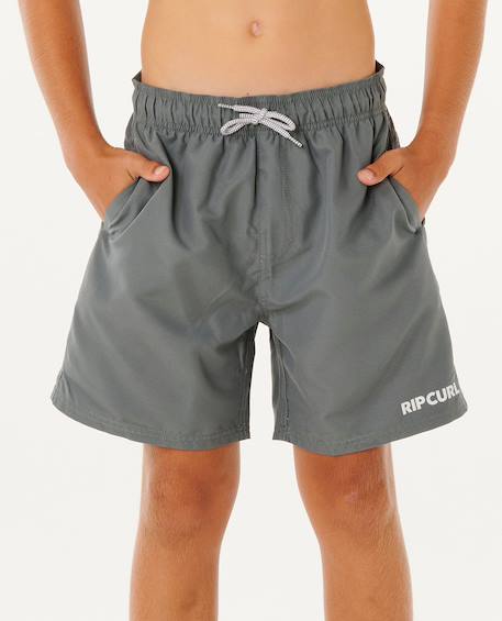 Short de bain boardshort volley enfant streamline offset Argile cuite+Mousse 7 - vertbaudet enfant 