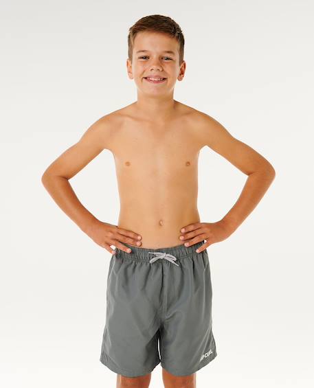 Short de bain boardshort volley enfant streamline offset Argile cuite+Mousse 12 - vertbaudet enfant 