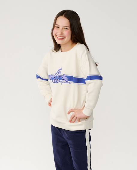 Sweat col rond archive dolphin fille Bone+Dark plum 2 - vertbaudet enfant 