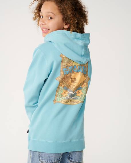 Sweat à capuche garçon surf shack art Washed black+Wave pool 12 - vertbaudet enfant 