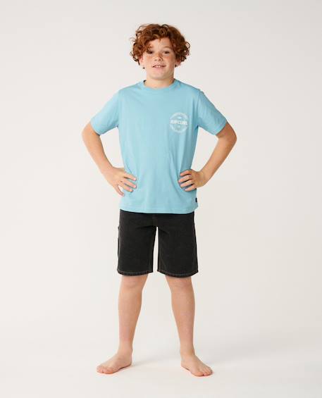 T-shirt garçon staple Blanc+Light navy+Wave pool 16 - vertbaudet enfant 