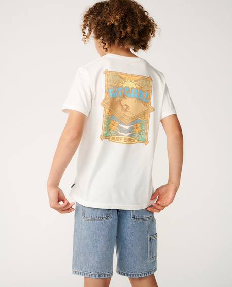 T-shirt garçon surf shack art Bone+Washed black+Wave pool 1 - vertbaudet enfant 