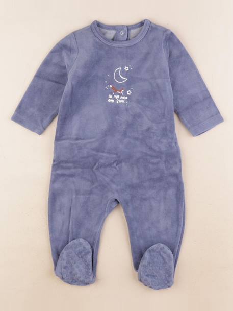 Pyjama velours - 9 mois Bleu 1 - vertbaudet enfant 
