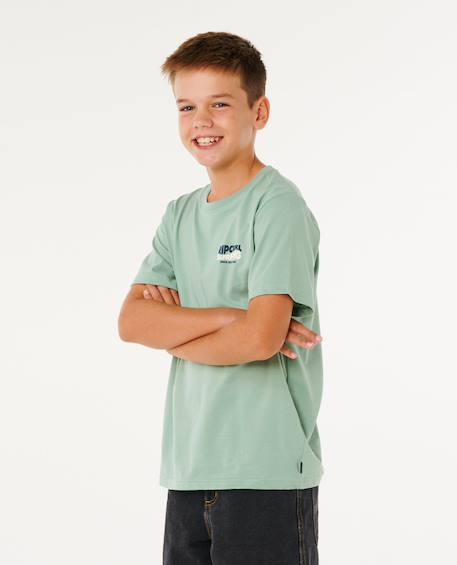 T-shirt garçon streamline lineup Aloe+Bleu marine foncé 2 - vertbaudet enfant 