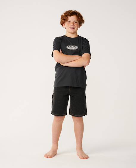 T-shirt garçon surf shack art Bone+Washed black+Wave pool 10 - vertbaudet enfant 