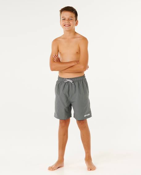 Short de bain boardshort volley enfant streamline offset Argile cuite+Mousse 10 - vertbaudet enfant 
