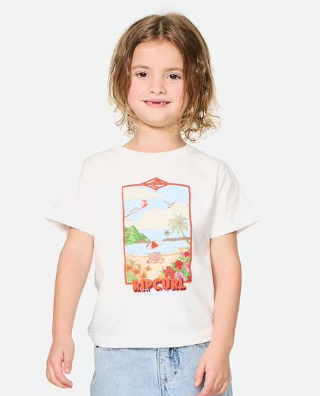 T-shirt fille surf vista Bone+Bright pink 1 - vertbaudet enfant 