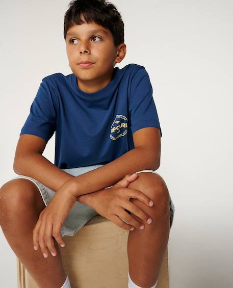 T-shirt garçon staple Blanc+Light navy+Wave pool 12 - vertbaudet enfant 