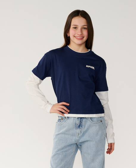 T-shirt fille à manches longues retro rama Navy 1 - vertbaudet enfant 