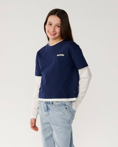 T-shirt fille à manches longues retro rama Navy 2 - vertbaudet enfant 