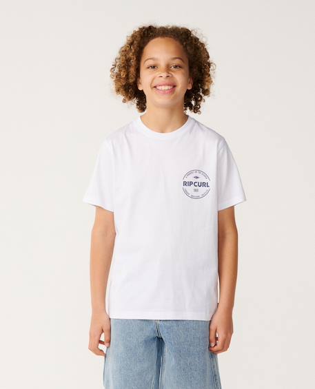 T-shirt garçon staple Blanc+Light navy+Wave pool 1 - vertbaudet enfant 