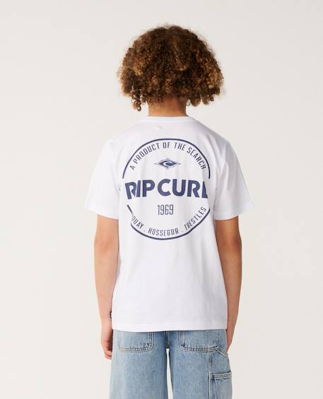 T-shirt garçon staple Blanc+Light navy+Wave pool 3 - vertbaudet enfant 