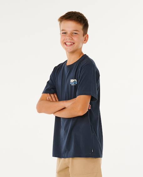 T-shirt garçon streamline lineup Aloe+Bleu marine foncé 8 - vertbaudet enfant 