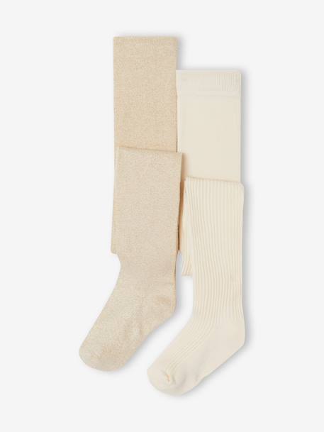Lot de 2 collants fille doré 1 - vertbaudet enfant 