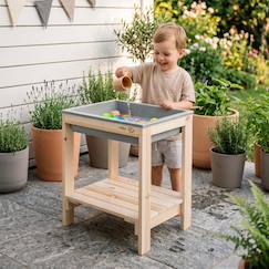 Jouet-Jeux de plein air-Aires de jeux-Table sable et eau minimaliste en bois massif