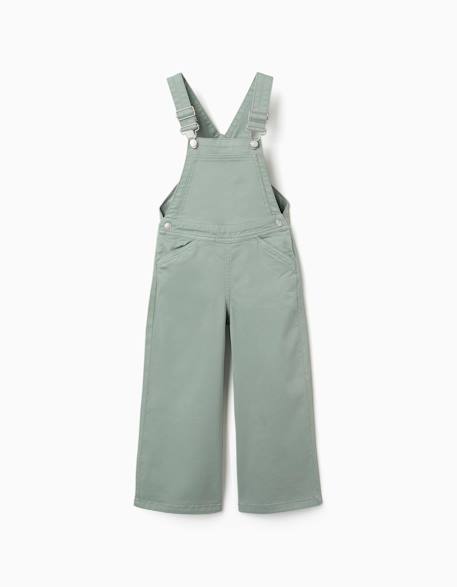Salopette en sergé à jambe large Vert 3 - vertbaudet enfant 