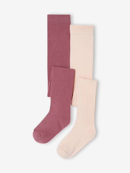 Lot de 2 collants fille rose pâle 1 - vertbaudet enfant 