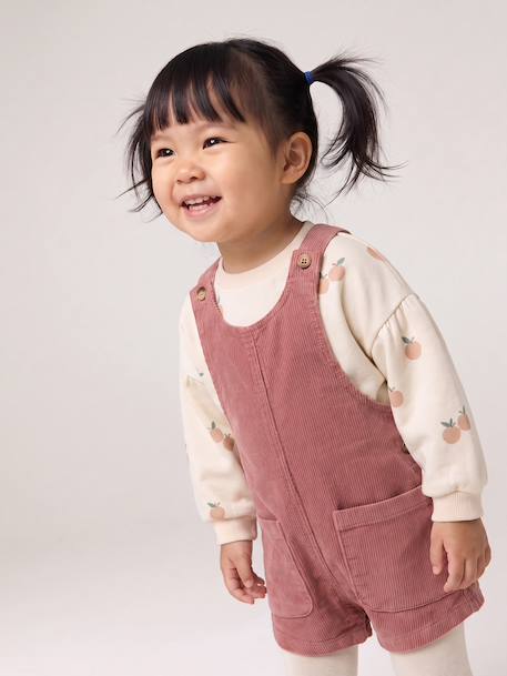 Ensemble bébé fille sweat et salopette vieux rose 11 - vertbaudet enfant 