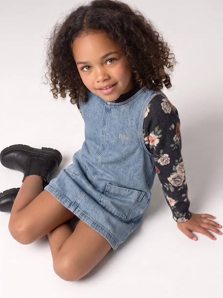 Robe chasuble fille bleu moyen 2 - vertbaudet enfant 