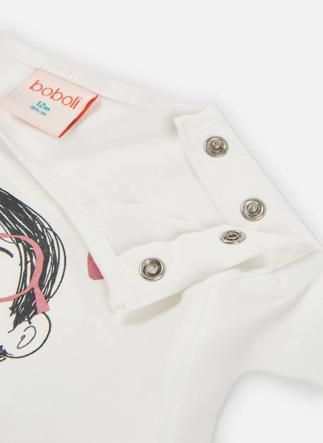 T-shirt fille maille imprimé fille avec fleurs Blanc 3 - vertbaudet enfant 