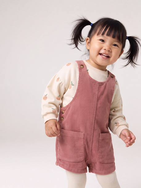 Ensemble bébé fille sweat et salopette vieux rose 12 - vertbaudet enfant 