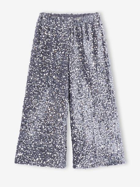 Pantalon large sequin noël fille argenté 4 - vertbaudet enfant 