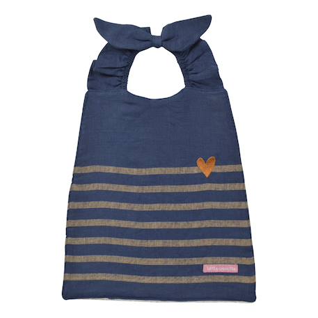 Bavoir élastiqué lin Bleu marine+Cantine+Le petit marché+Moussaillon 1 - vertbaudet enfant 
