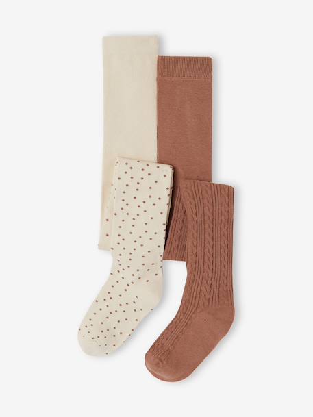 Lot de 2 collants fille vanille 1 - vertbaudet enfant 