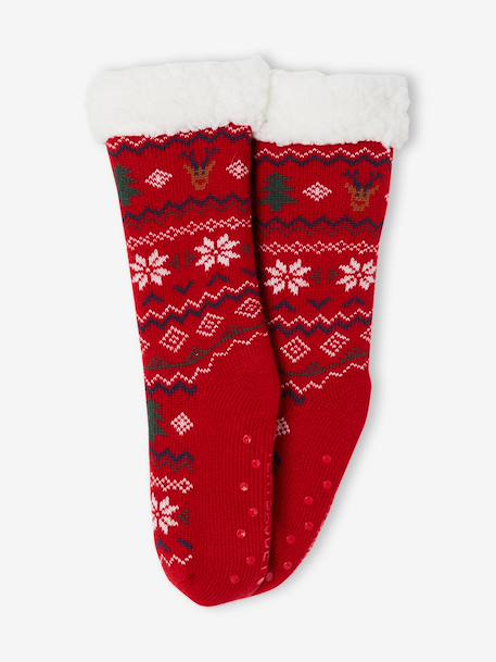 Chaussettes fourrée Noël rouge 2 - vertbaudet enfant 