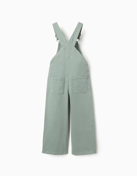 Salopette en sergé à jambe large Vert 4 - vertbaudet enfant 