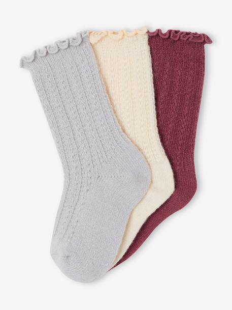 Lot de 3 chaussettes fille chaudes mauve 2 - vertbaudet enfant 