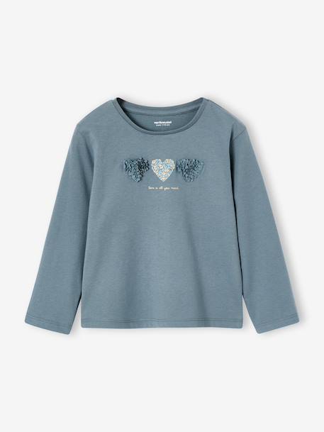 T-shirt fille animation coeur fille manches longues blush+écru+vert 9 - vertbaudet enfant 