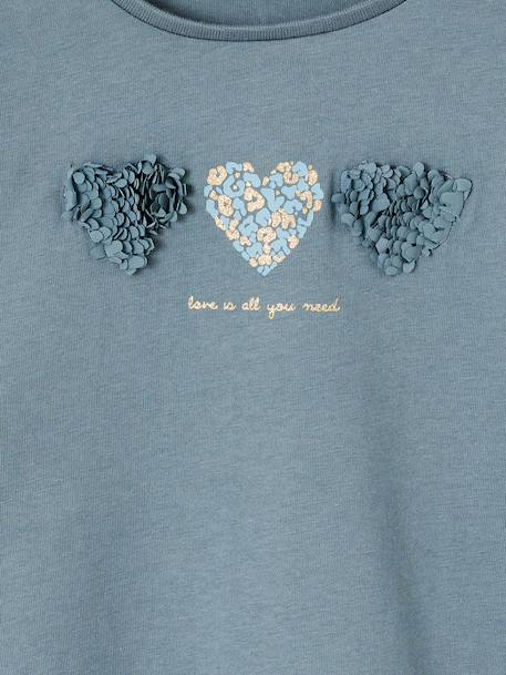 T-shirt fille animation coeur fille manches longues blush+écru+vert 11 - vertbaudet enfant 