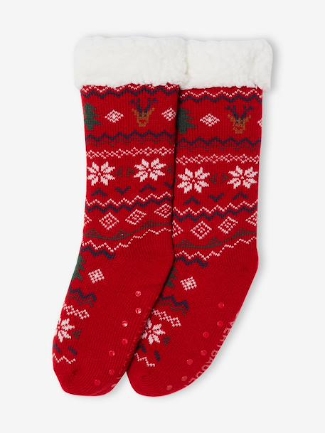 Chaussettes fourrée Noël rouge 1 - vertbaudet enfant 