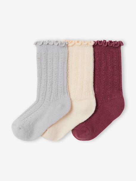 Lot de 3 chaussettes fille chaudes mauve 1 - vertbaudet enfant 