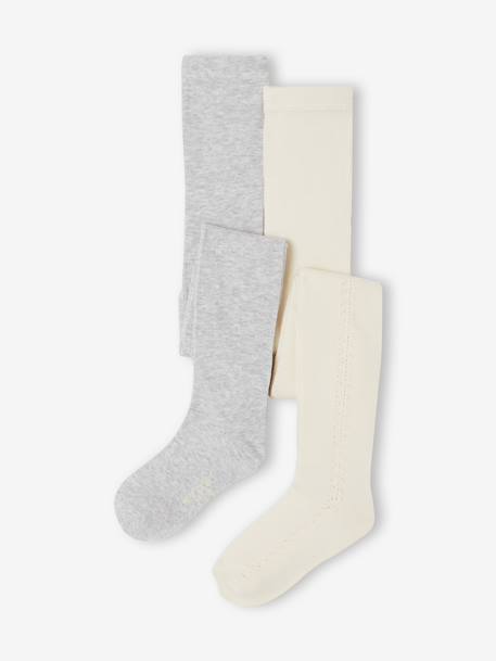 Lot de 2 collants ajourés écru 1 - vertbaudet enfant 