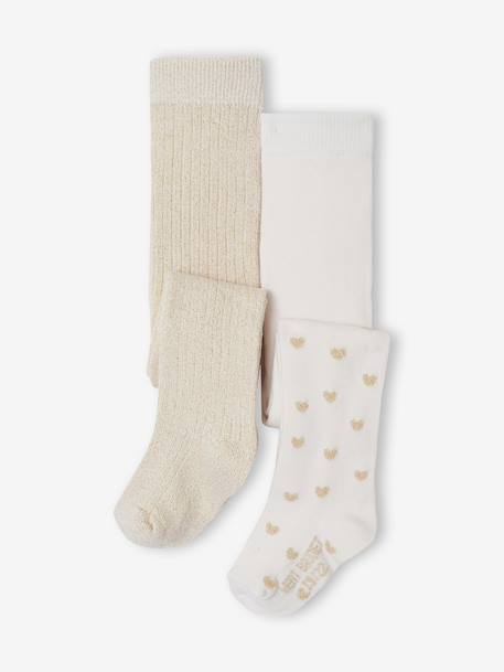 Lot de 2 collants bébé fille écru 1 - vertbaudet enfant 