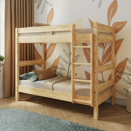 Lit superposé séparable bois massif aaron Blanc+Bois naturel 7 - vertbaudet enfant 